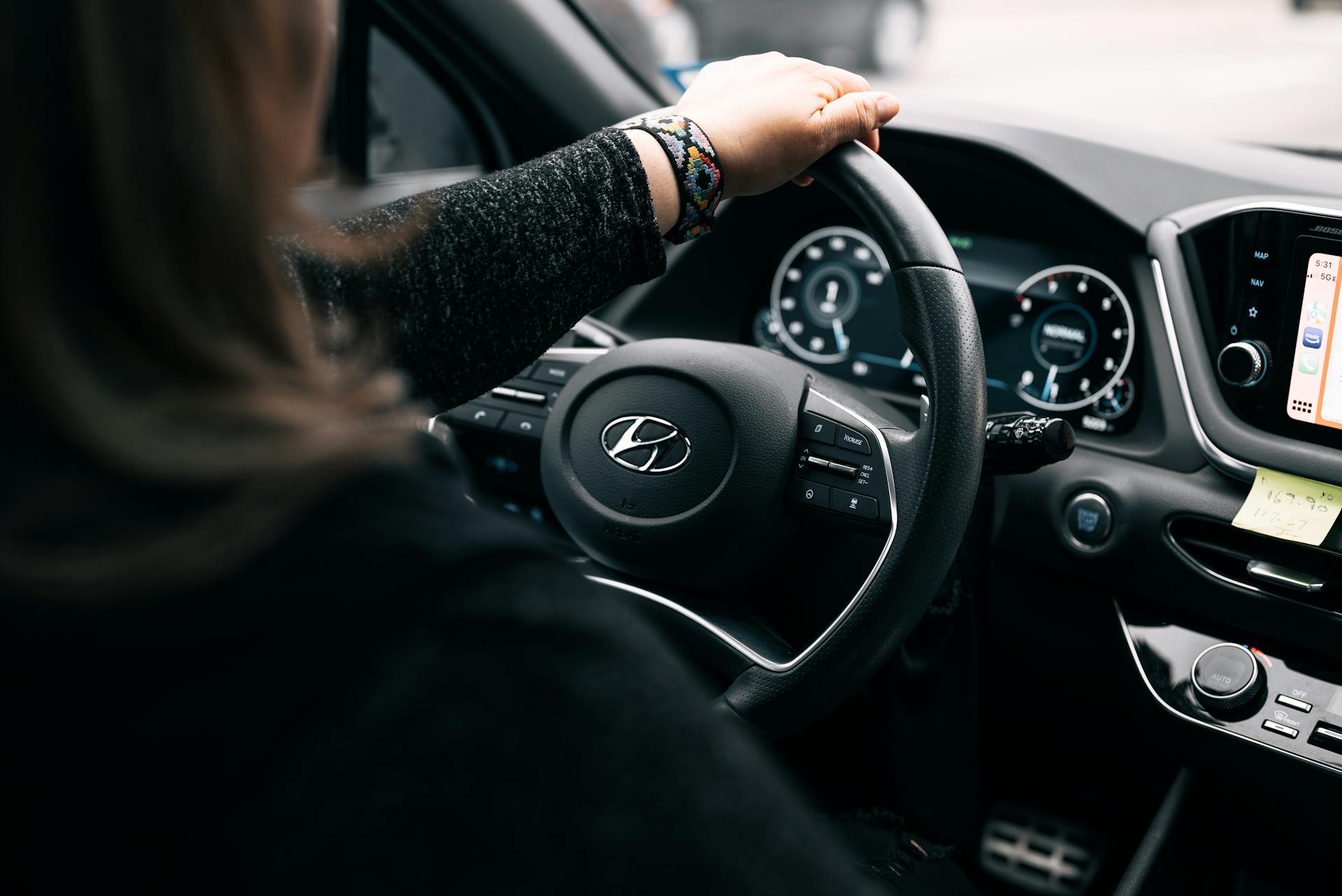 Interior view of a Hyundai being driven