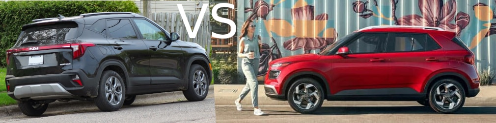 Picture of a Hyundai Venue next to a Kia Seltos