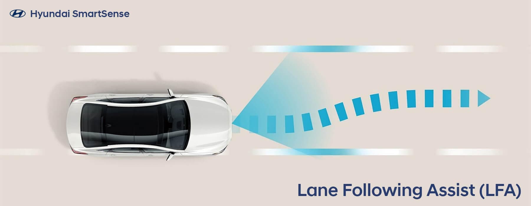 A cartoon illustration of Hyundai Lane Keep Assist