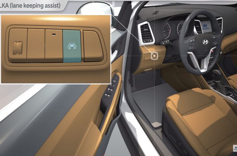 The location of the button to turn on Lane Assist