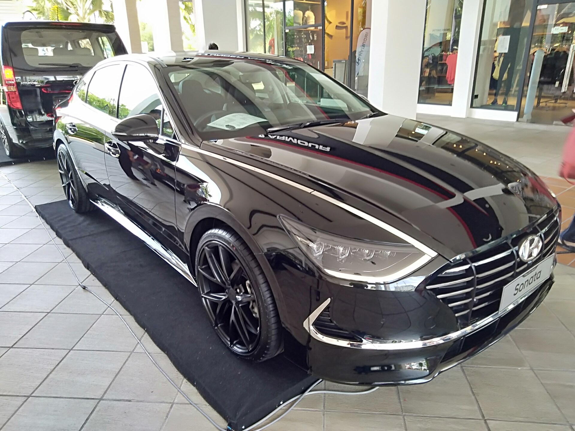 A front view of the 2021 Hyundai Sonata in Black