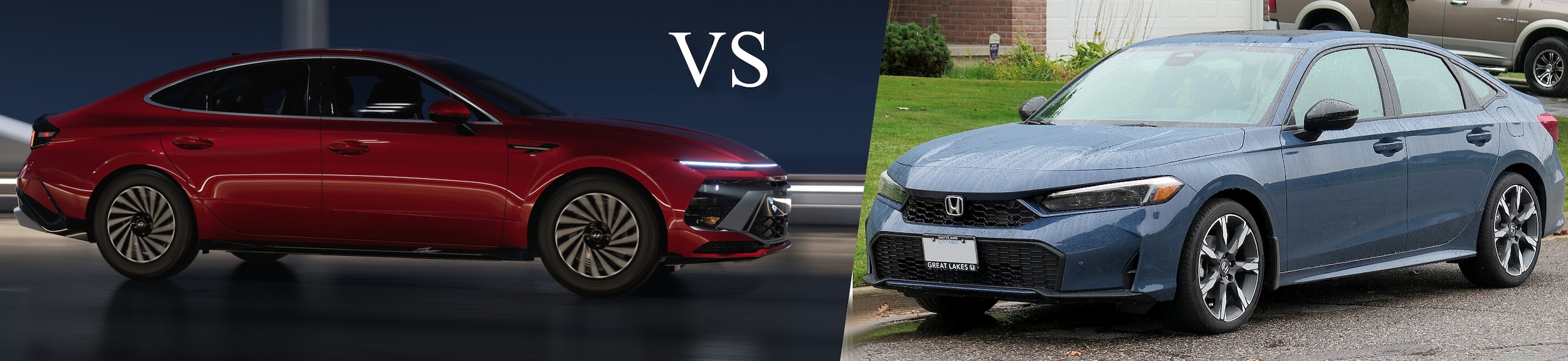The Hyundai Sonata compared with the Honda Civic
