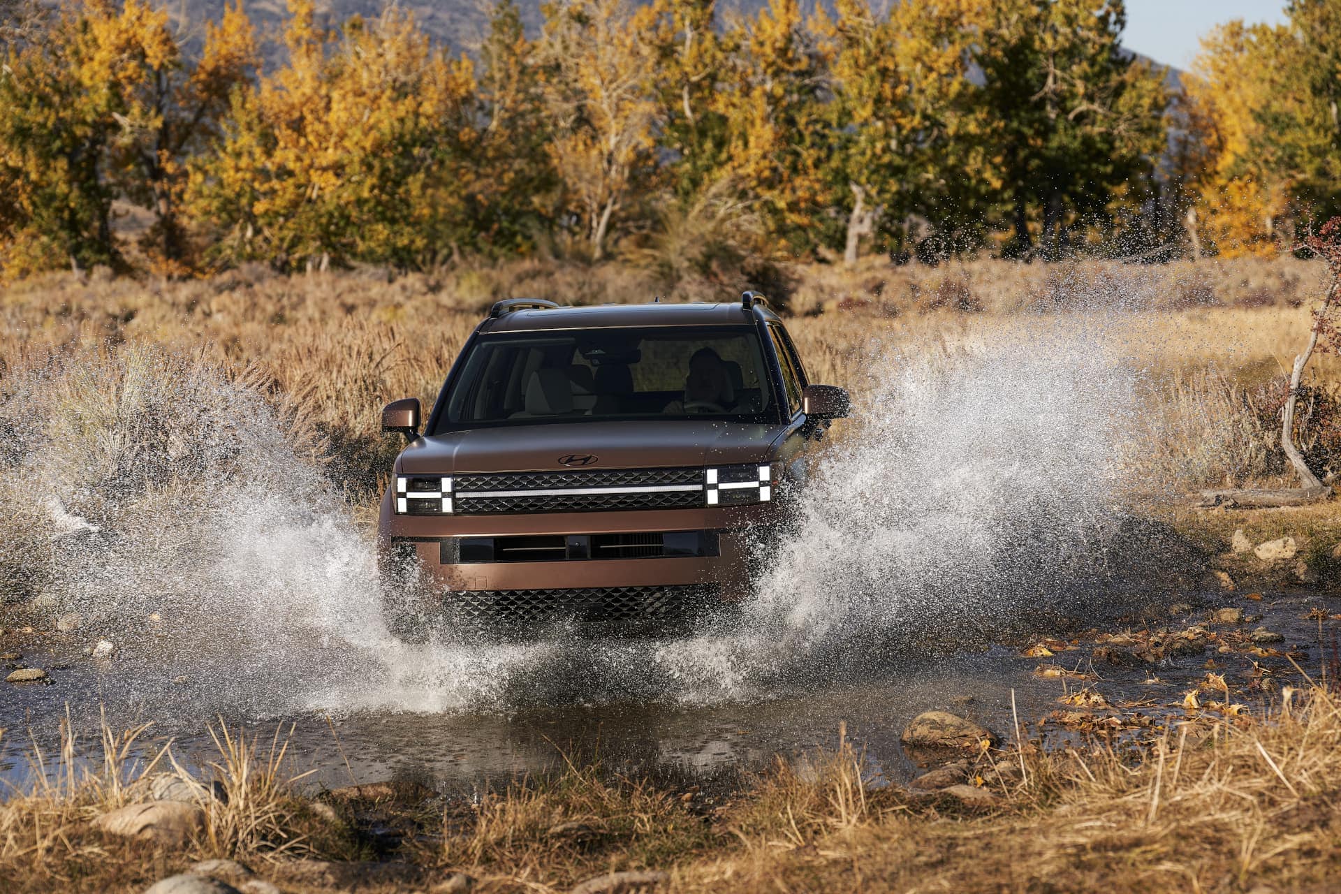 2024 Hyundai Santa Fe driving through shallow water