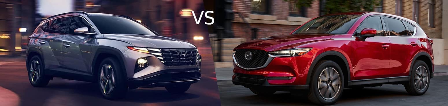 A Hyundai Tucson next to a Mazda CX-5