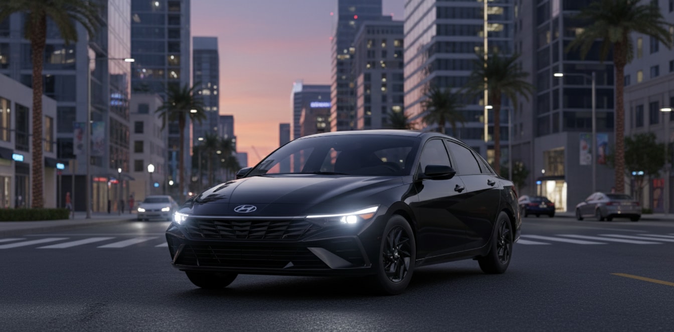 2026 Elantra HEV Blue Sport FWD - Abyss Black Pearl - Front Driver Angle