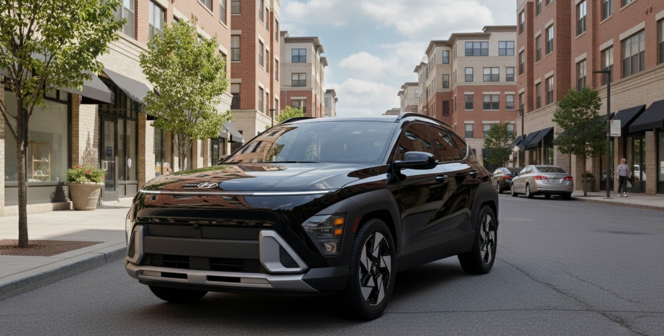 The 2026 Hyundai Kona with Abyss Black Pearl exterior paint