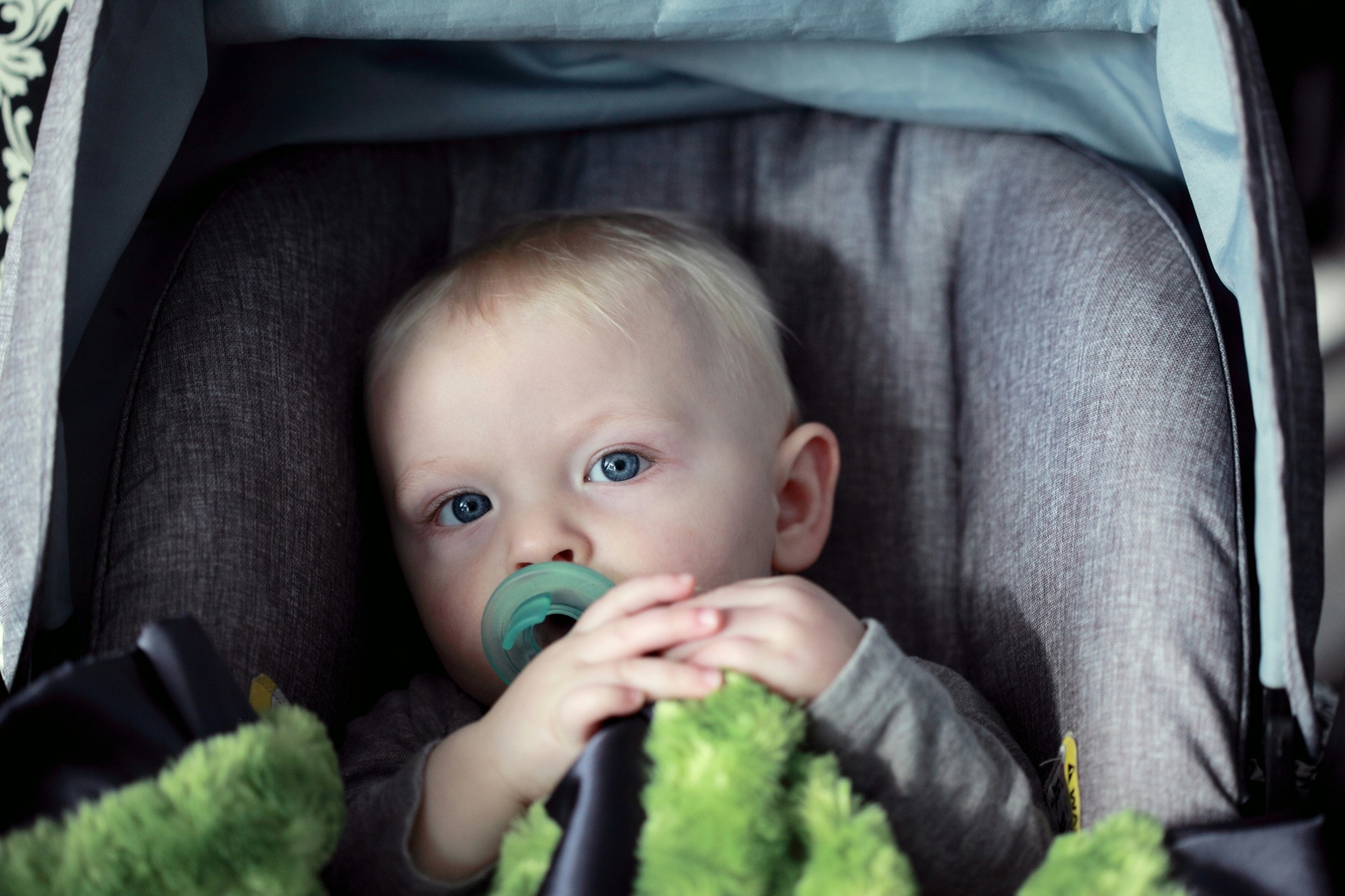 A child in a car seat