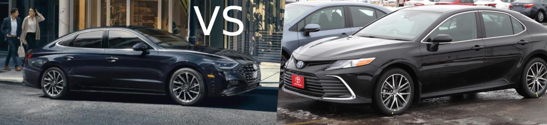 A Hyundai Sonata next to a Toyota Camry