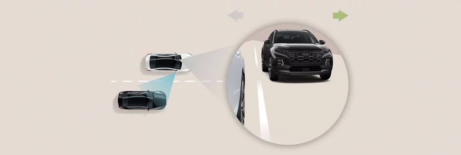An illustration of Hyundai's blind spot collision avoidance system