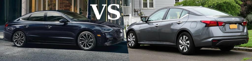 2024 Hyundai Sonata next to a Nissan Altima