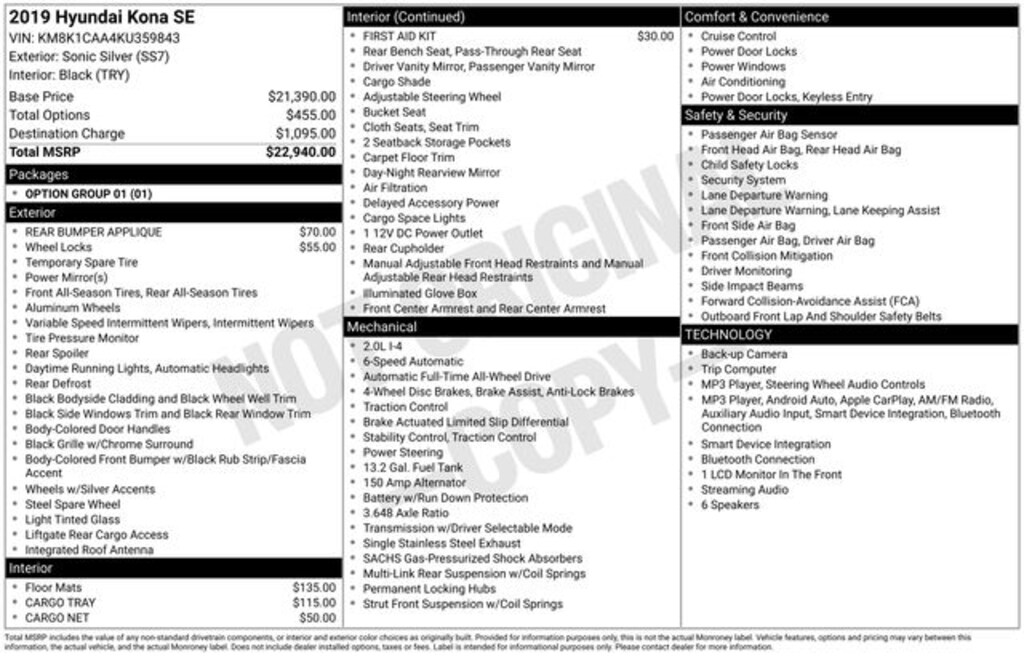 Used 2019 Hyundai Kona SE SUV