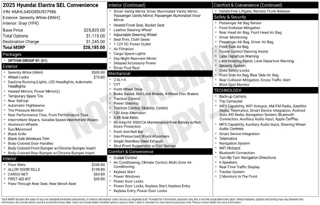 Used 2025 Hyundai Elantra SEL Convenience Sedan
