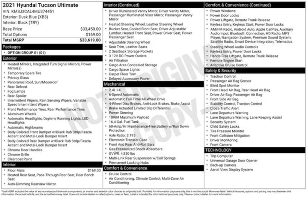 Certified 2021 Hyundai Tucson Ultimate SUV