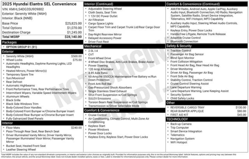 Certified 2025 Hyundai Elantra SEL Convenience Sedan