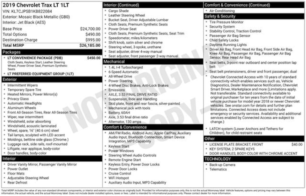 Certified 2019 Chevrolet Trax LT SUV