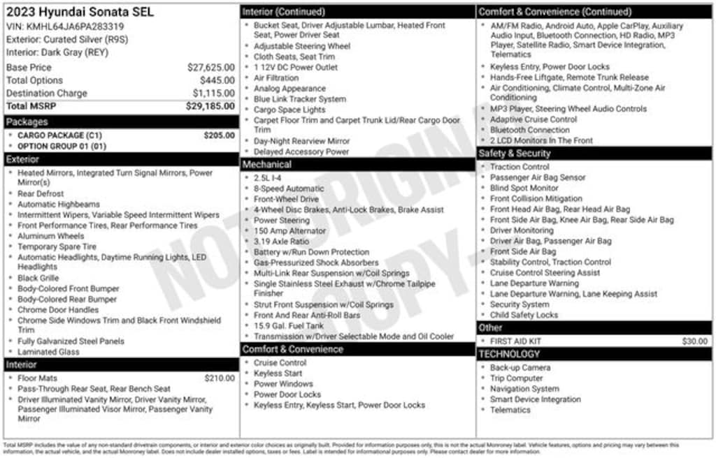 Certified 2023 Hyundai Sonata SEL Sedan