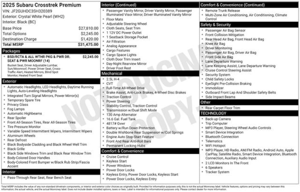 Used 2025 Subaru Crosstrek Premium SUV
