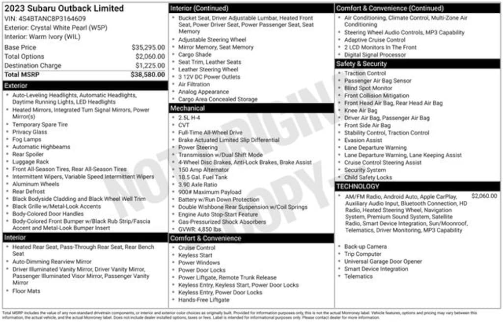 Used 2023 Subaru Outback Limited SUV