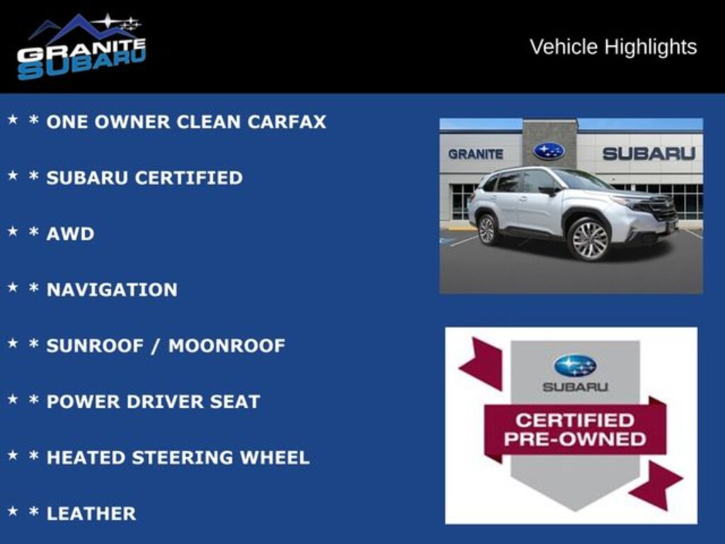 Certified 2025 Subaru Forester Touring SUV