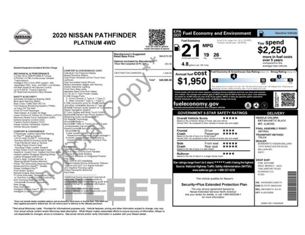 Used 2020 Nissan Pathfinder Platinum SUV