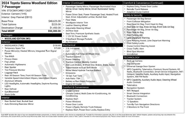 Used 2024 Toyota Sienna Woodland Edition Minivan/Van