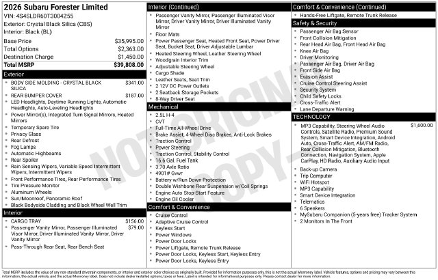 Used 2026 Subaru Forester Limited SUV