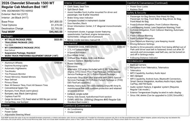 Used 2026 Chevrolet Silverado 1500 WT Truck