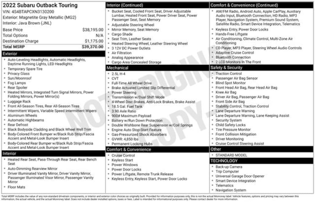 Used 2022 Subaru Outback Touring SUV