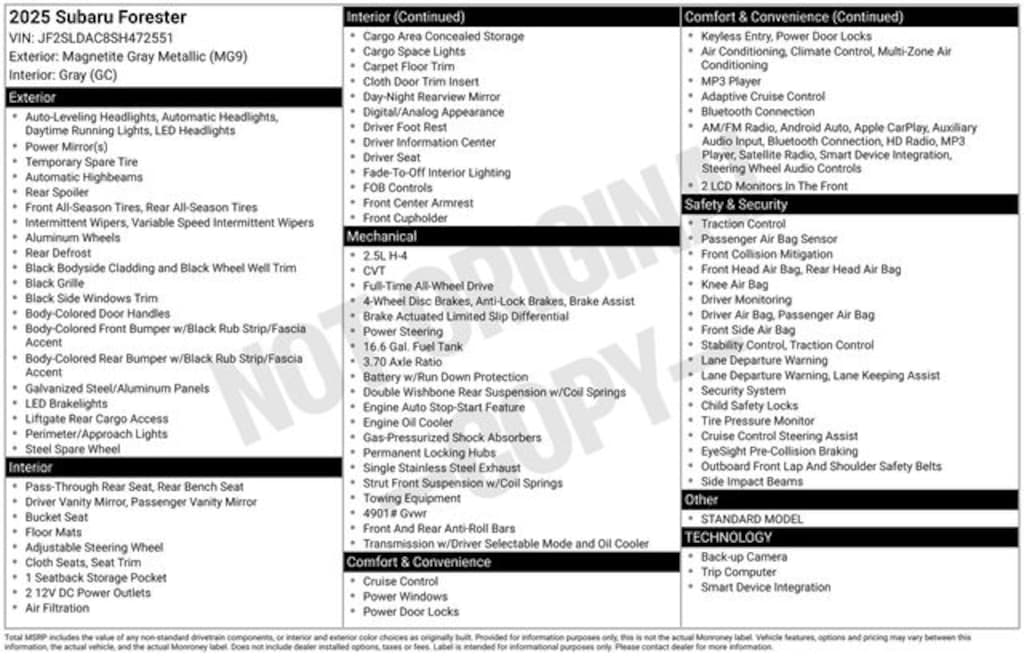 Used 2025 Subaru Forester Base SUV