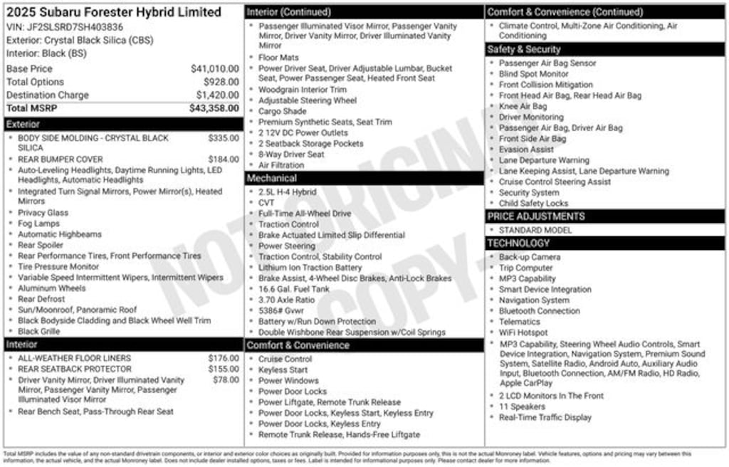 Certified 2025 Subaru Forester Hybrid Limited SUV