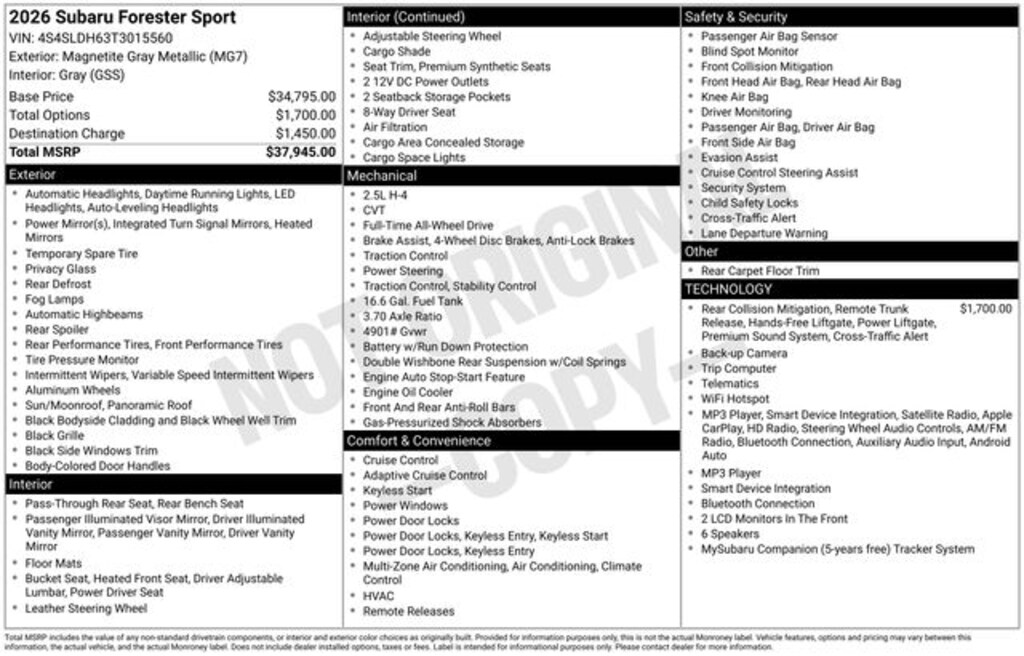 Used 2026 Subaru Forester Sport SUV