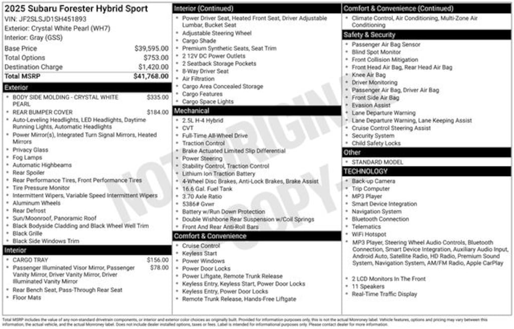 Certified 2025 Subaru Forester Hybrid Sport SUV