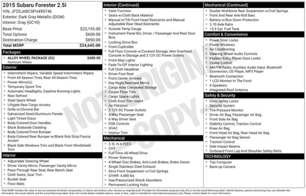 Used 2015 Subaru Forester 2.5i SUV