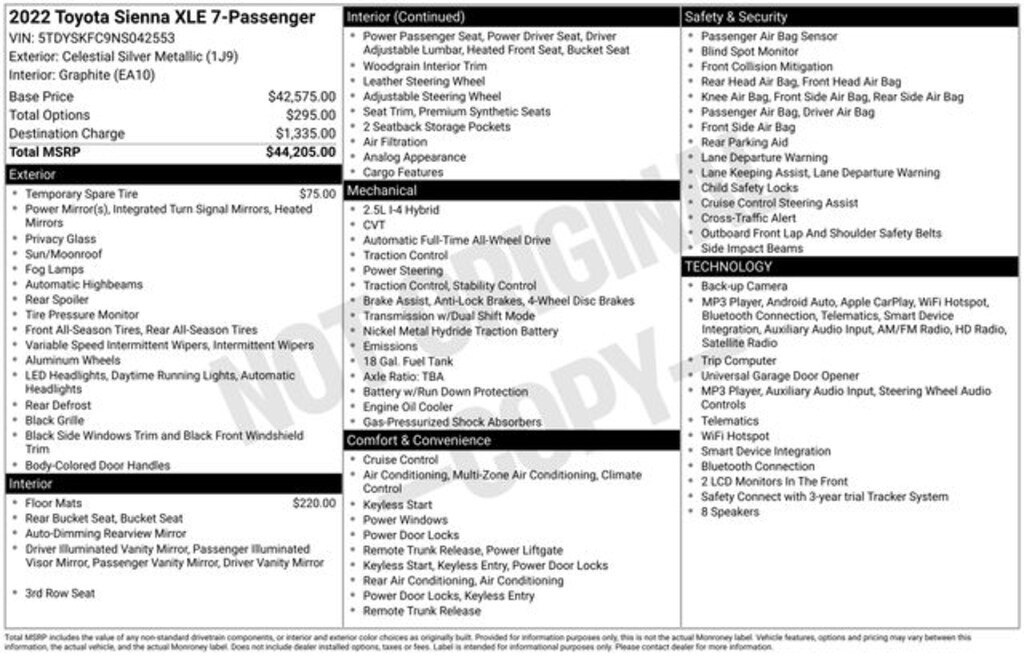 Used 2022 Toyota Sienna XLE Minivan/Van