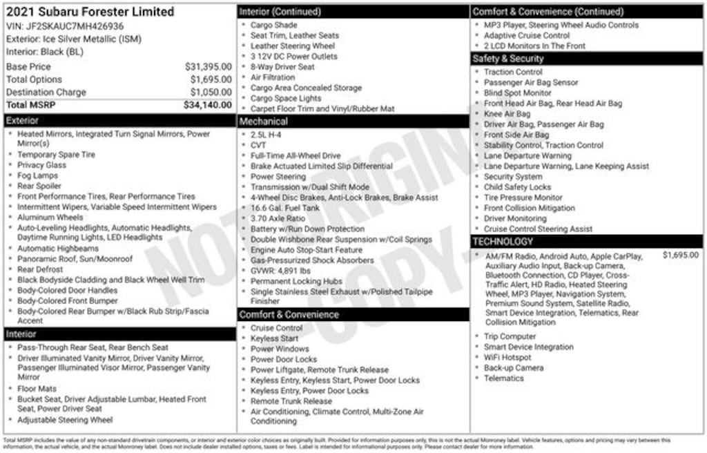 Certified 2021 Subaru Forester Limited SUV