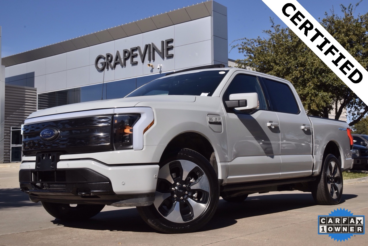Certified 2023 Ford F-150 Lightning Platinum with VIN 1FT6W1EV6PWG29756 for sale in Grapevine, TX
