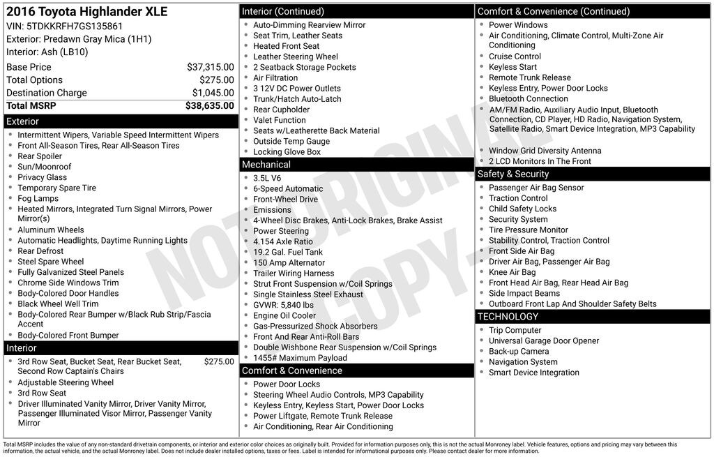 Used 2016 Toyota Highlander XLE V6 SUV