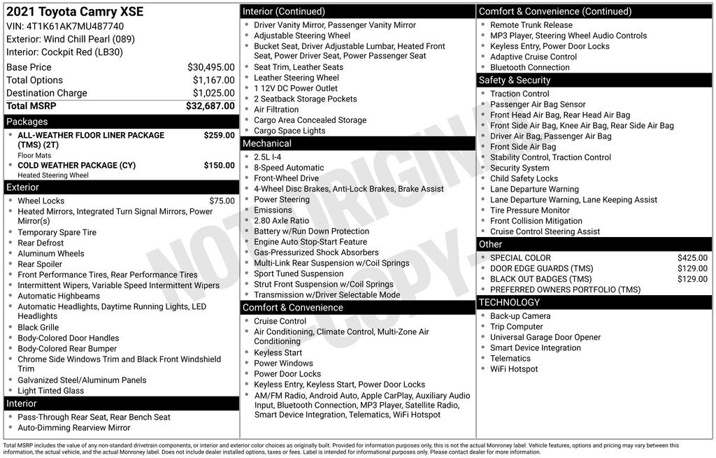 Used 2021 Toyota Camry XSE Sedan