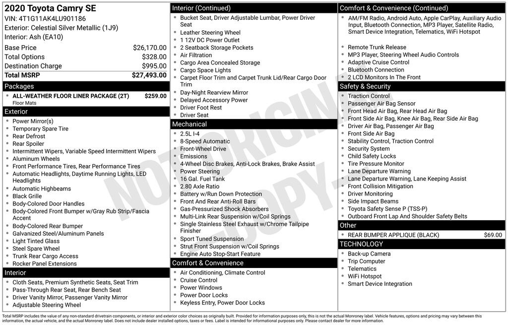 Used 2020 Toyota Camry SE Sedan