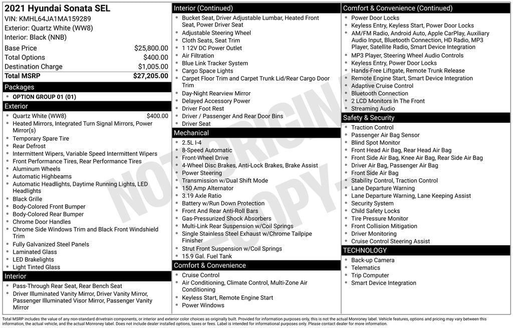 Used 2021 Hyundai Sonata SEL Sedan