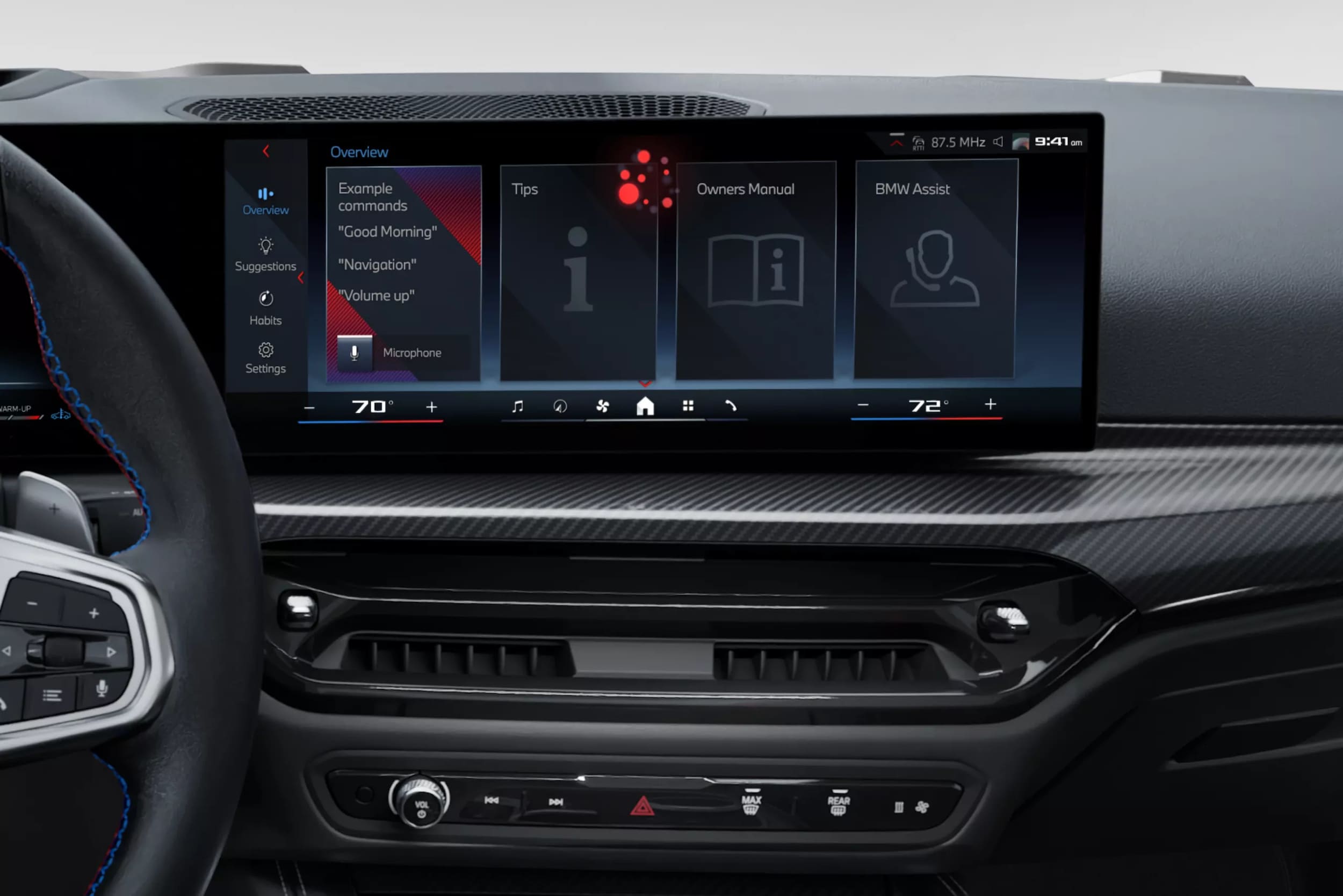 The front display screen in a bmw 4 series.