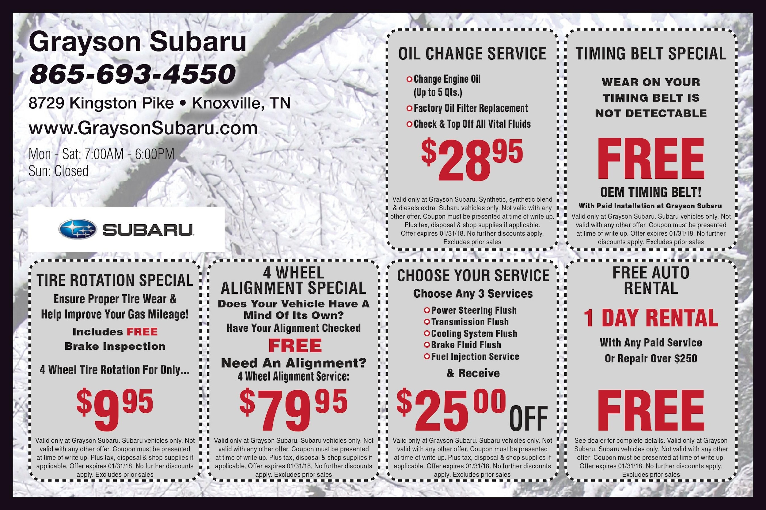 Auto Service Specials Knoxville Subaru Service Deals Knoxville TX