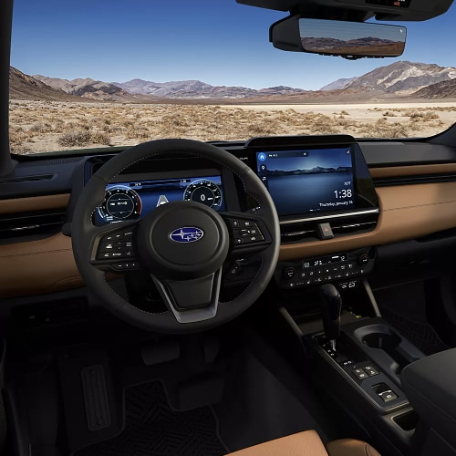 2026 Subaru Outback Touring interior shown in Java Brown Nappa Leather