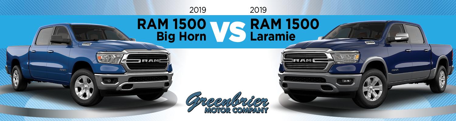 2019 Ram 1500 Big Horn trim and Laramie trim