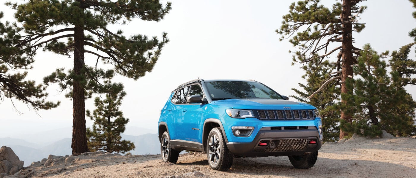Jeep Compass in a forrest