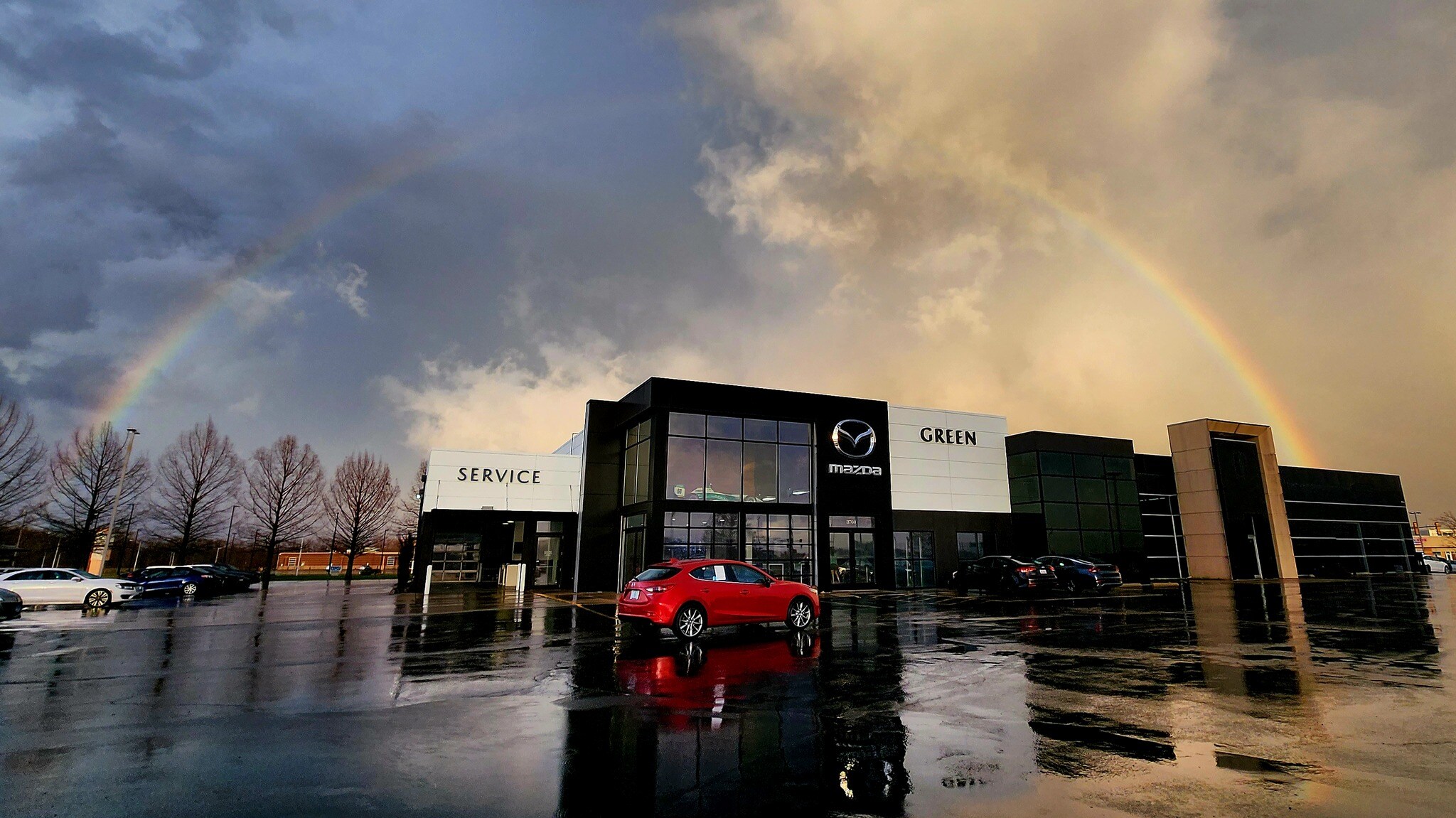 Front of Green Mazda