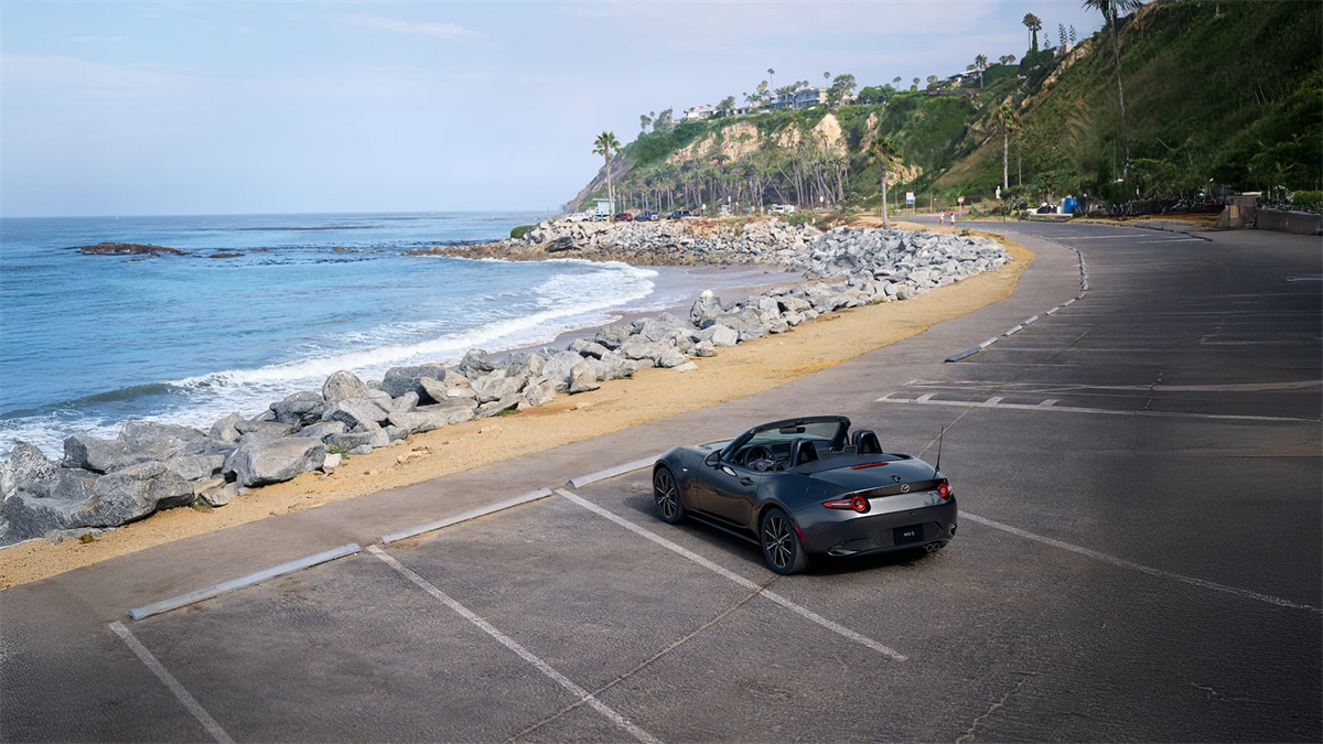 The 2026 Mazda MX-5 Miata parked by the seaside
