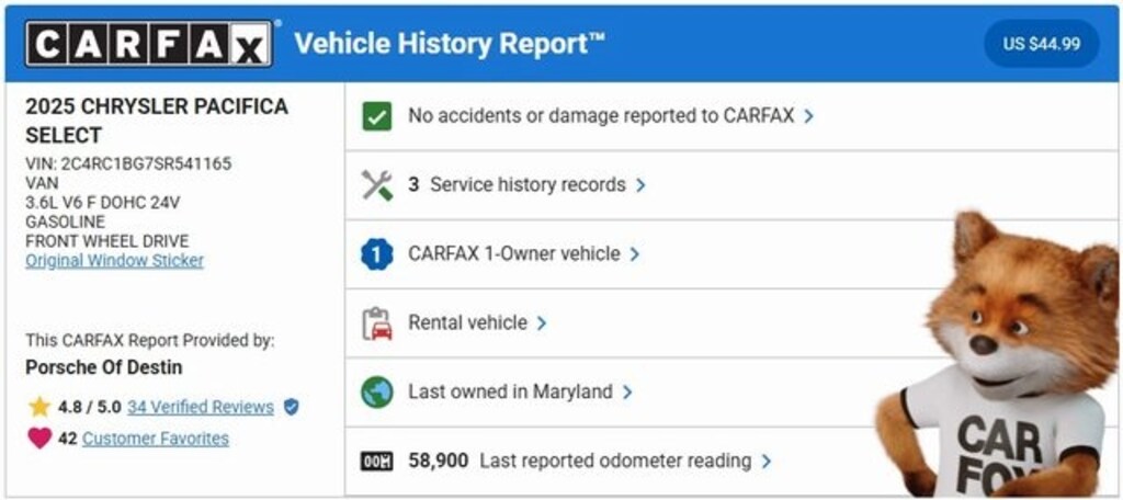 Used 2025 Chrysler Pacifica Select Minivan/Van