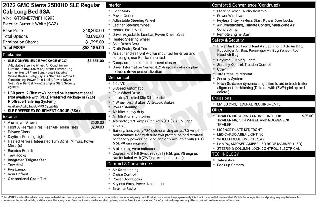 Used 2022 GMC Sierra 2500 HD SLE Truck Regular Cab