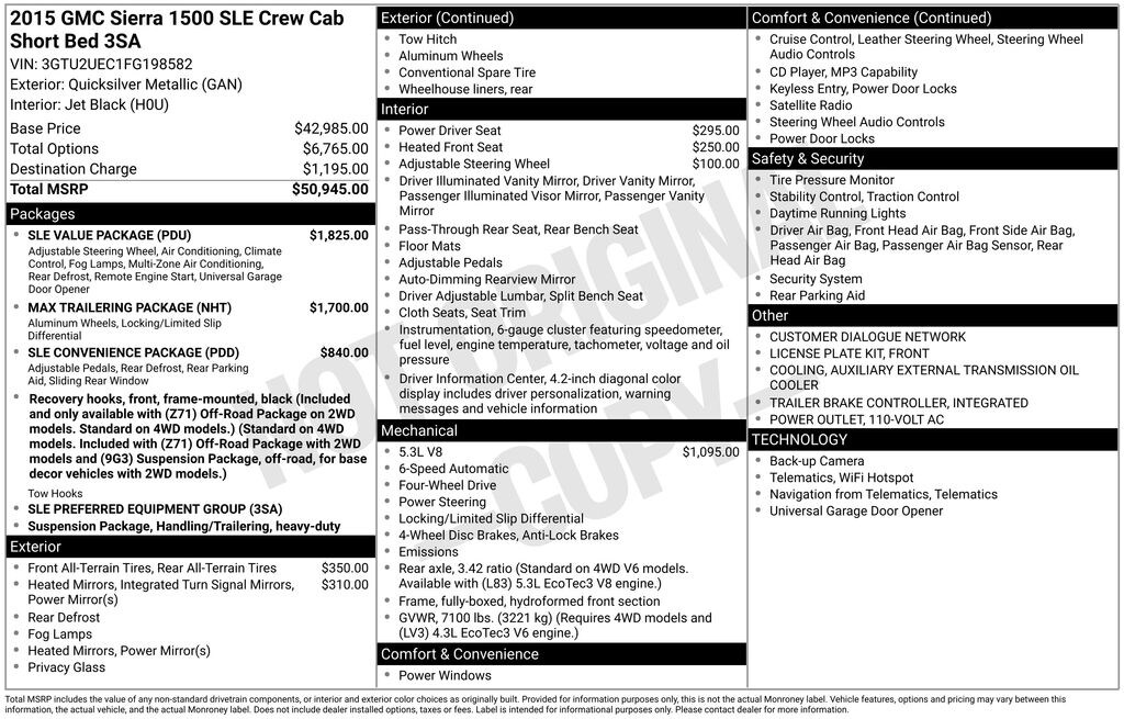 Used 2015 GMC Sierra 1500 SLE Truck Crew Cab